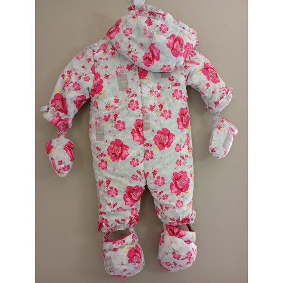 Bambino Piccolo Floral Snow Suit Detachable Mittens and Booties Size 3-6 M - Picture 2 of 12